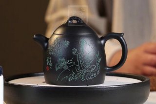 《秦權(quán)》茶壺工藝美術(shù)師手工紫砂壺泡茶器宜興黑料秦權(quán)茶具