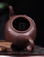 《靜荷》宜興紫砂壺高級工藝美術(shù)師手工紫茄泥茶具茶壺