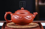 《龍隱線韻》紫砂壺茶具仿古如意紅皮龍壺全手工茶壺