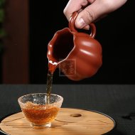 《菱花公道杯2》宜興紫砂壺手工泡茶壺茶具大紅袍