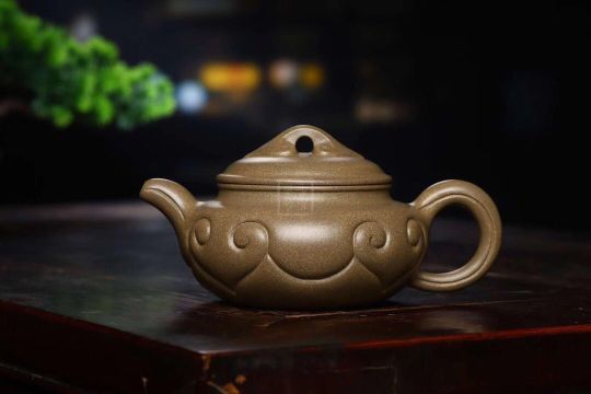 《仿古如意》宜興紫砂壺茶壺仿古如意茶具全手工頂級(jí)蟹殼青